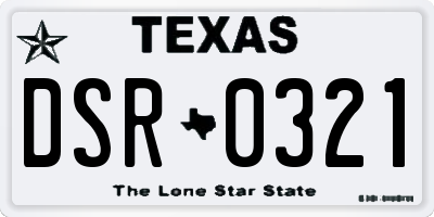 TX license plate DSR0321