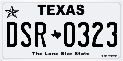 TX license plate DSR0323