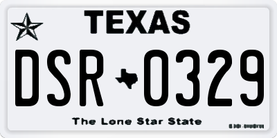 TX license plate DSR0329