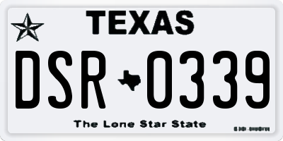 TX license plate DSR0339