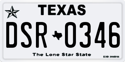 TX license plate DSR0346