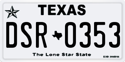 TX license plate DSR0353