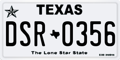 TX license plate DSR0356
