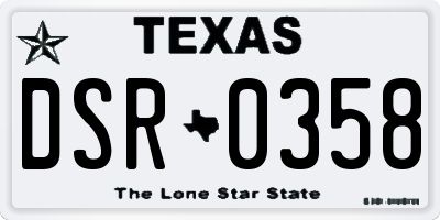 TX license plate DSR0358