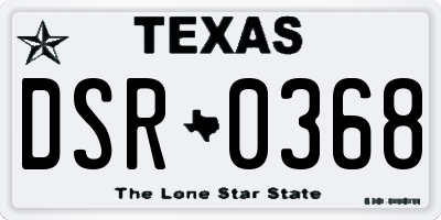 TX license plate DSR0368