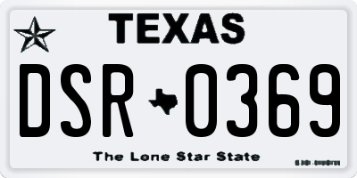 TX license plate DSR0369