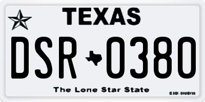 TX license plate DSR0380