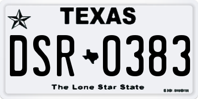 TX license plate DSR0383