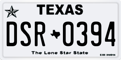 TX license plate DSR0394