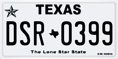 TX license plate DSR0399