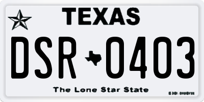 TX license plate DSR0403