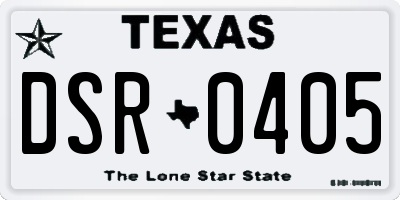 TX license plate DSR0405