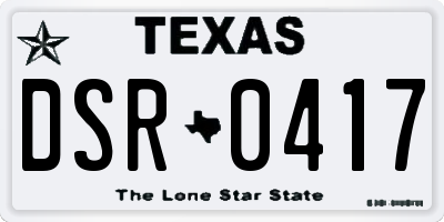 TX license plate DSR0417