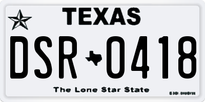 TX license plate DSR0418