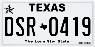 TX license plate DSR0419