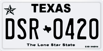 TX license plate DSR0420