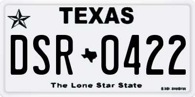 TX license plate DSR0422