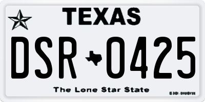 TX license plate DSR0425