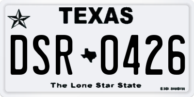 TX license plate DSR0426