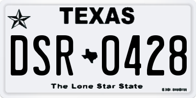 TX license plate DSR0428