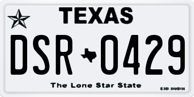 TX license plate DSR0429