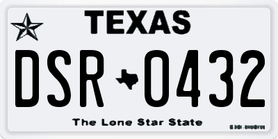 TX license plate DSR0432