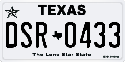 TX license plate DSR0433