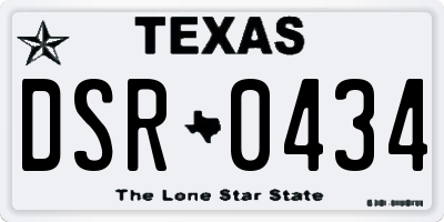 TX license plate DSR0434
