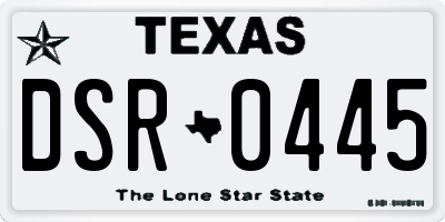 TX license plate DSR0445