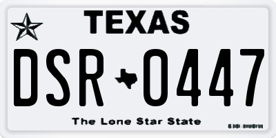 TX license plate DSR0447