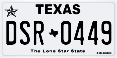 TX license plate DSR0449
