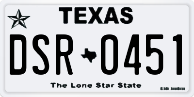 TX license plate DSR0451