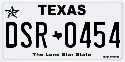 TX license plate DSR0454
