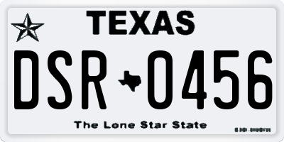 TX license plate DSR0456
