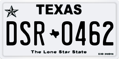 TX license plate DSR0462