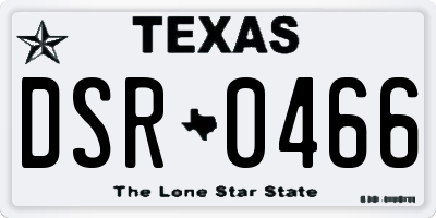 TX license plate DSR0466