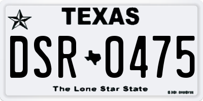 TX license plate DSR0475