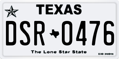 TX license plate DSR0476