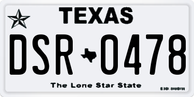 TX license plate DSR0478