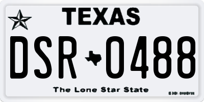 TX license plate DSR0488