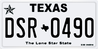 TX license plate DSR0490