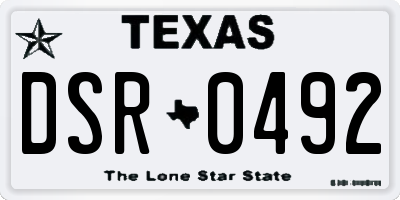 TX license plate DSR0492