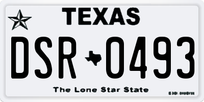 TX license plate DSR0493