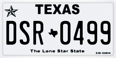 TX license plate DSR0499