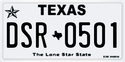 TX license plate DSR0501