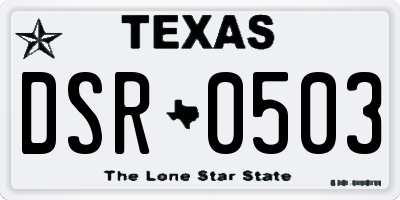 TX license plate DSR0503