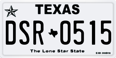 TX license plate DSR0515
