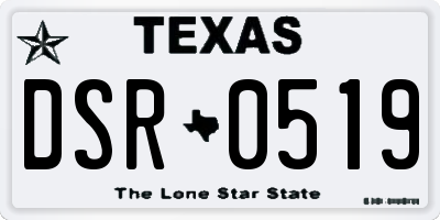 TX license plate DSR0519