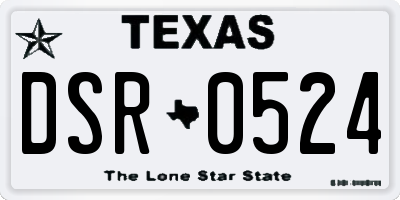 TX license plate DSR0524