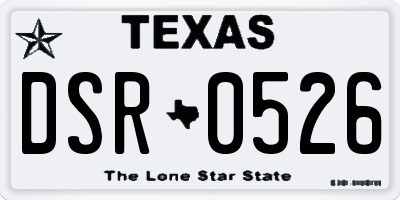 TX license plate DSR0526